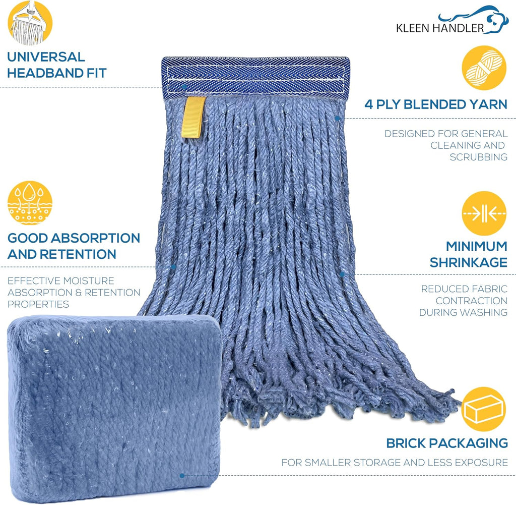 KLEEN HANDLER Blended Cut End Commercial Mop Head Replacement 24-Pack