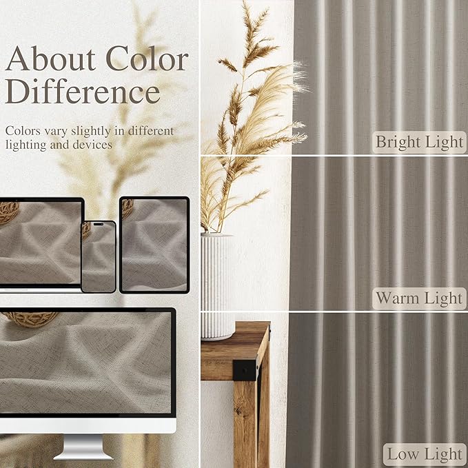 Nanspring Grey Beige Curtains 90 Inches Long - Image 3