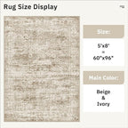 5x8 Area Rugs Brown Low Pile Indoor Washable Trendy Faded Style Rugs - Image 5