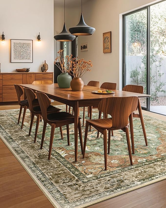 RELEANY Area Rugs 6'x9' Washable Non-Slip, Floral Vintage Distress Print - Image 3
