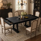 IDEALHOUSE Wooden Dining Table for 6-8 People with 2 Large Drawers,71 in ﻿