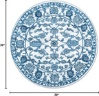 Unique Loom Boston Collection Area Rug - Floral (3' 3" Round, White Blue/ Gray)