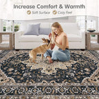 Area Rugs 6x9 Vintage Rug: Washable Living Room Rug Retro Medallion Distressed - Image 6