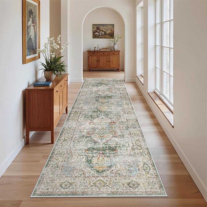 Madane Runner Rug 2'6''x8' Kitchen Runner, Hallway Runner Printed Vintage - Image 5