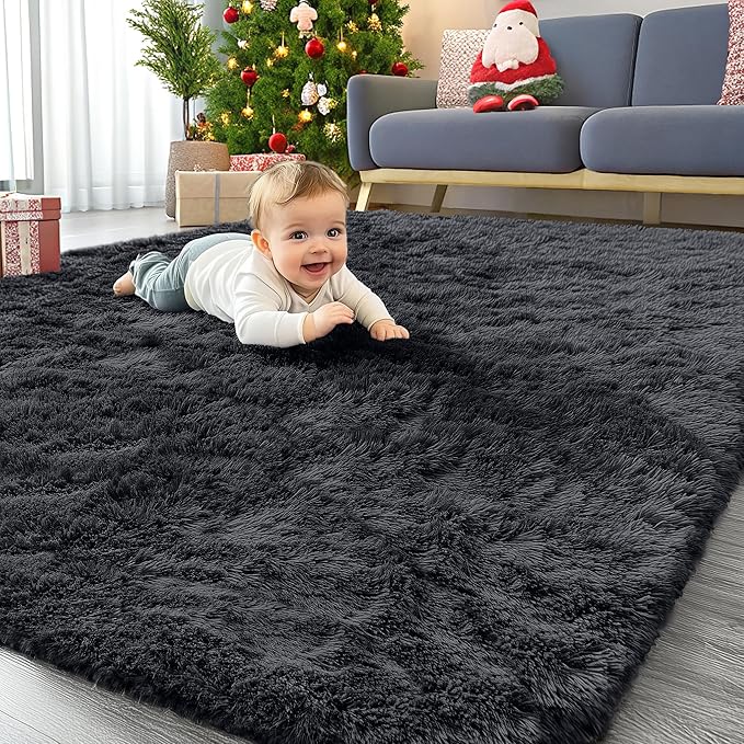 OLANLY 4x7 Area Rugs for Living Room Bedroom, Machine Washable Soft Fluffy by OLANLY