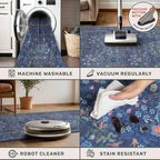 Non Slip 2x7 Dark Blue Runner Washable - Image 4