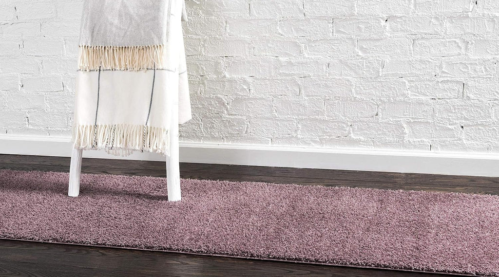 Unique Loom Studio Solid Shag Collection Urban Modern Super Soft & Plush Area Rug (2' 0 x 6' 7 Runner, Mauve)