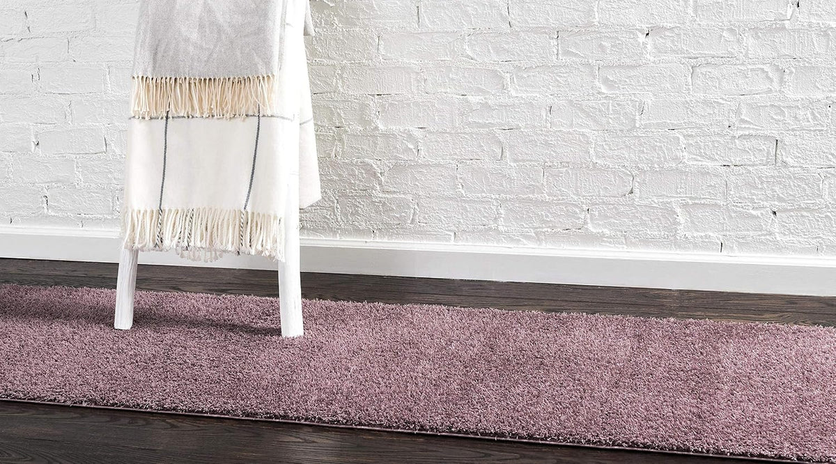 Unique Loom Studio Solid Shag Collection Urban Modern Super Soft & Plush Area Rug (2' 0 x 6' 7 Runner, Mauve)