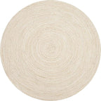 Hausattire Hand Woven Jute Braided Rug, 4’ Round – Off White, Reversible Boho - Image 9