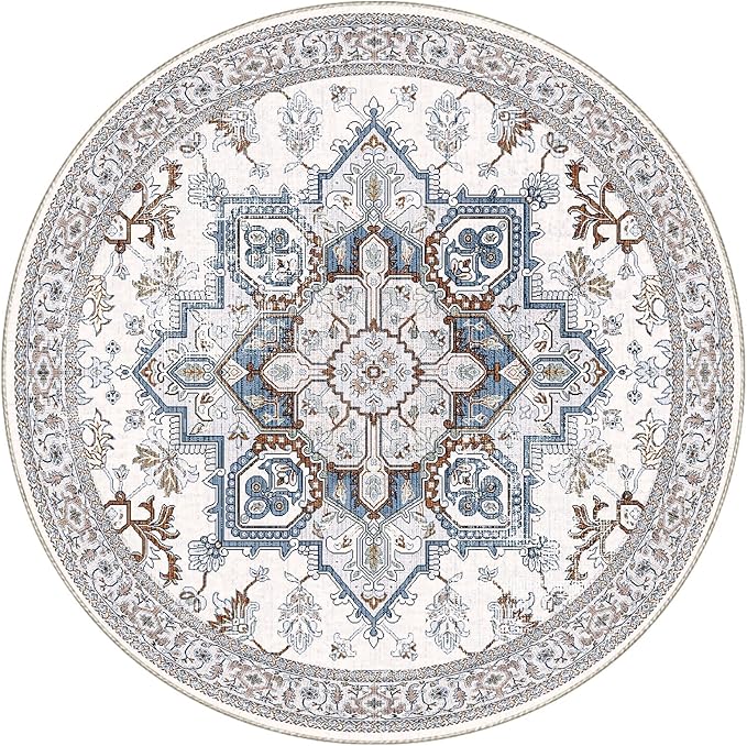 OPPODREAM Soft Round Rug 4ft, Neutral Washable Circle Rug 4ft - Image 8