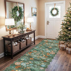 Washable 3x10 Hallway Runner Rug: Floral Scalloped Soft Runners - Image 2