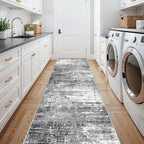 Washable 12ft Kitchen Area Rug: Abstract Entryway Rug Runner Soft Bedroom - Image 5
