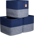 13x15x13 Kallax Storage Cubes Bins, 3 Pack | Cotton Rope Cube Storage Bin Woven Baskets for Organizing | Kallax Insert Storage Baskets for Shelves Organizer, Kids Toy, Closet Baby Nursery
