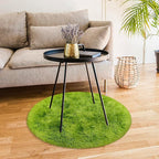 Tie Dye Green Round Rugs Small 3x3 ft Fluffy Circle Rug Furry Carpet Shaggy - Image 3