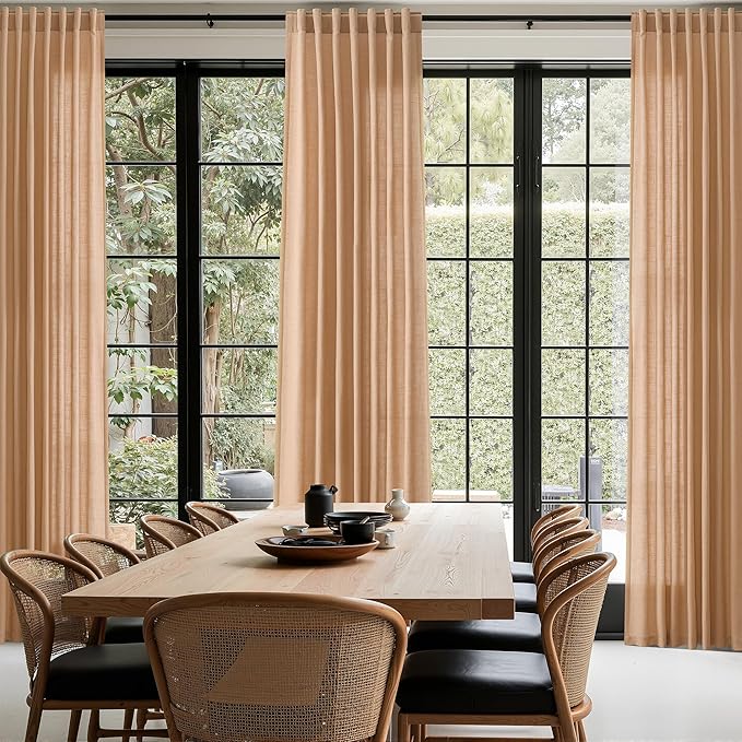 Nanspring Camel Linen Curtains for Living Room Extra Long 132 Inches Long Back - Image 6