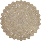 Hausattire Hand Woven Jute Crochet Rug, 3’ Round – Natural, Anti-Slip Accent - Image 3