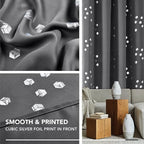Deconovo Designer Series Silver Cubic Print Blackout Curtains - Image 6