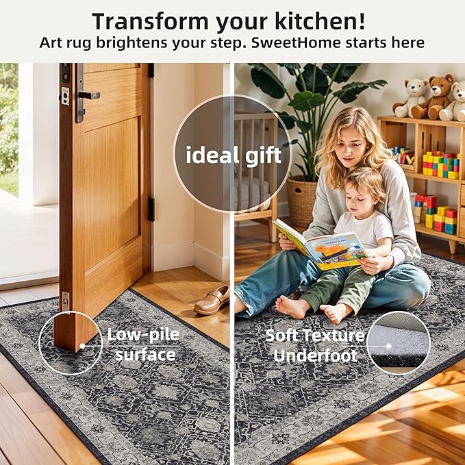 3 Pieces Kitchen Rug Sets: Farmhouse Washable Non-Slip Floor Mat - Image 6