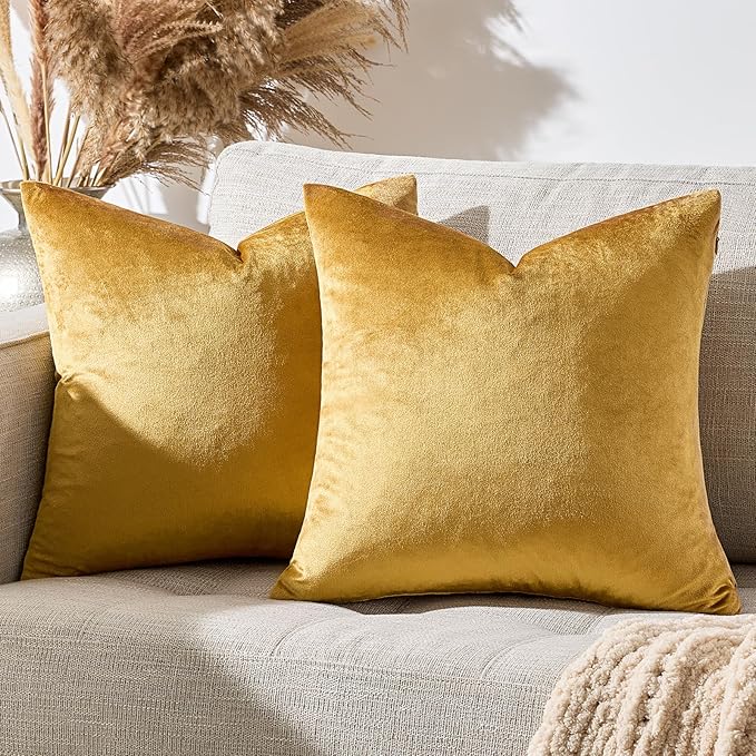 GIGIZAZA Golden Throw Pillow Covers 18x18 Decorative Velvet Cushion Covers Pack - Image 9