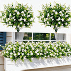 12 Bundles Artificial Flowers UV Resistant White Lotus Fake Plants