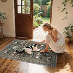 Washable 4x6 Bedroom Rug for Family: Non-Slip Floral Small Carpet for Living - Image 4