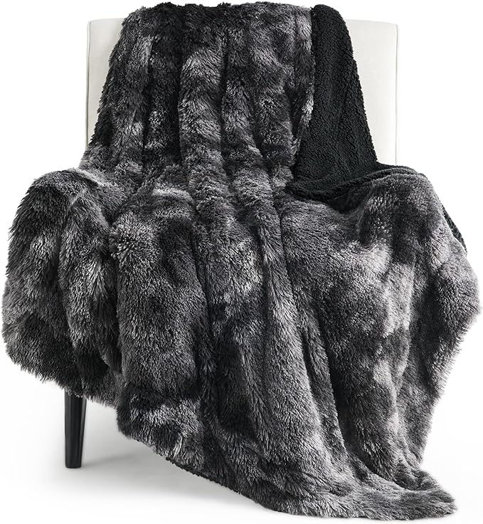Bedsure GentleSoft Fluffy Black Blanket Cozy Gifts by BEDSURE