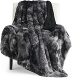 Bedsure GentleSoft Fuzzy Sherpa Faux Fur Twin Blanket Tie Dye Black Cozy Gifts by BEDSURE