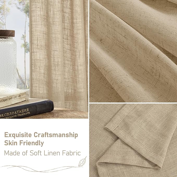 LAMIT Short Window Linen Curtains 36 Inch Length 2 Panels, 34 x 36 Inch - Image 6