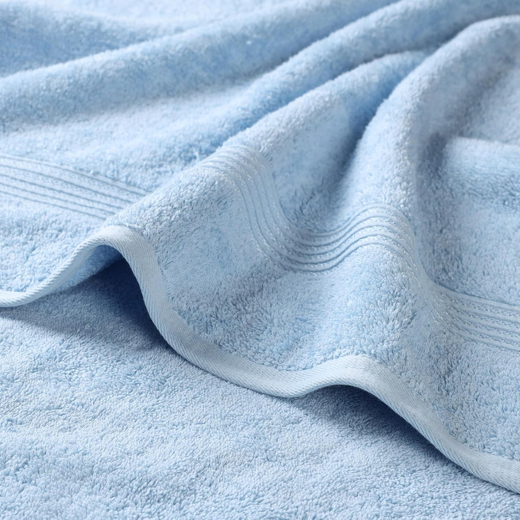 SUPERIOR Egyptian Cotton 6-Piece Towel Set, Bathroom Essentials, Towels for Bathroom, Apartment, Airbnb, Guest Bath, Face, Hand, Bath Towels, Washcloths, Absorbent, Fast Drying, Light Blue