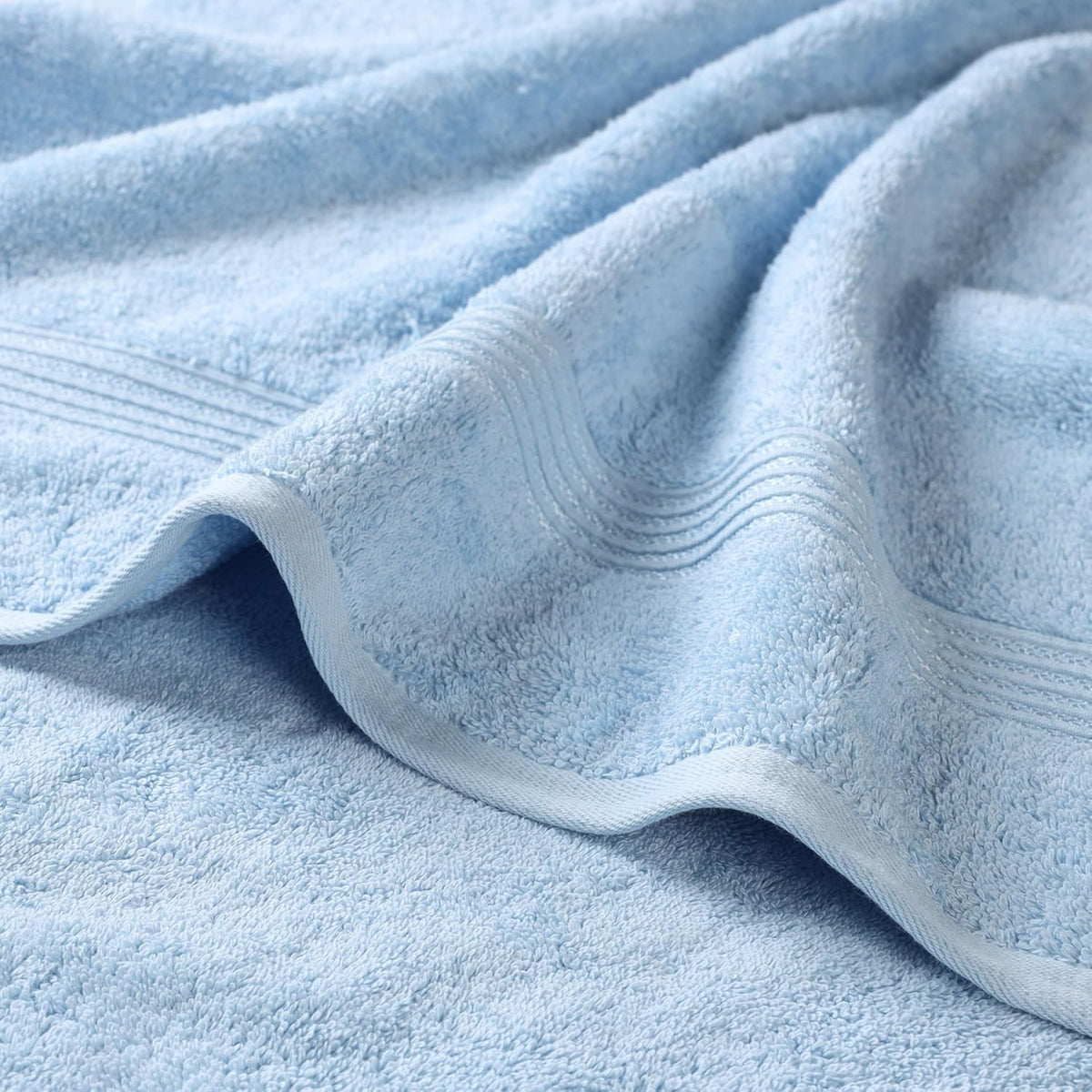 SUPERIOR Egyptian Cotton 6-Piece Towel Set, Bathroom Essentials, Towels for Bathroom, Apartment, Airbnb, Guest Bath, Face, Hand, Bath Towels, Washcloths, Absorbent, Fast Drying, Light Blue