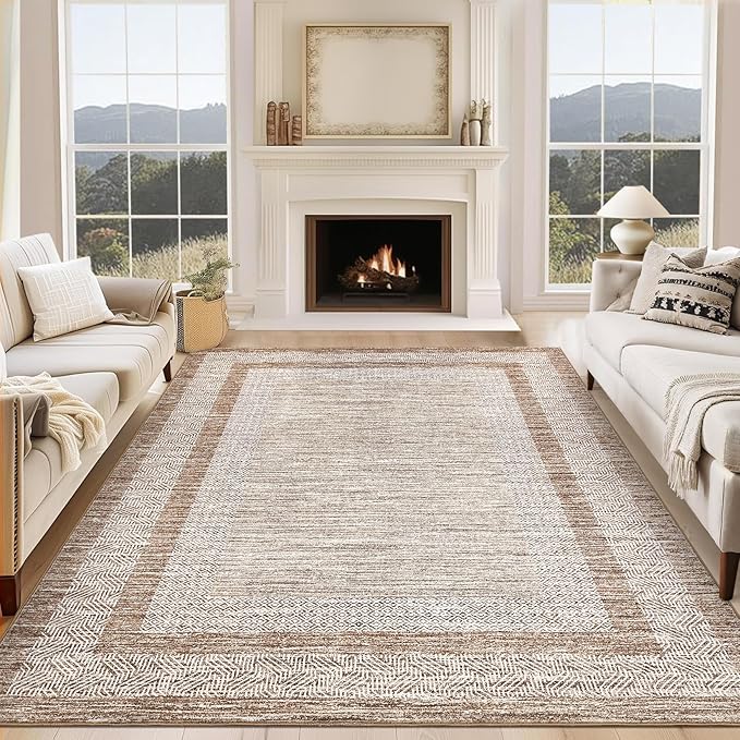 GarveeHome Modern Geometric Area Rug 4x6 Distressed Bordered Washable Non Slip by GarveeHome