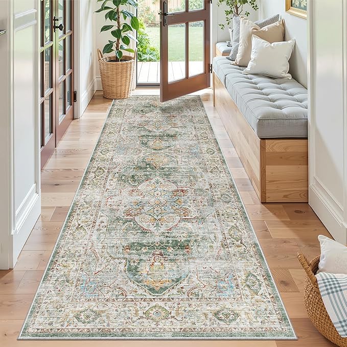 Madane Runner Rug 2'6''x8' Kitchen Runner, Hallway Runner Printed Vintage - Image 6