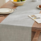 ZeeMart Rustic Cotton Linen Table Runner, 13x72 Inches Light Grey