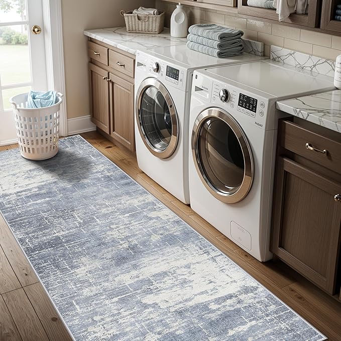 Hallway 2x8 Washable Runner Rug: Abstract Stain Resistant Kitchen Entryway Rugs - Image 5