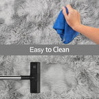 Super Soft Fluffy Living Room Area Rug 2x8 ft Tie-Dyed Light Grey Shaggy Furry - Image 7