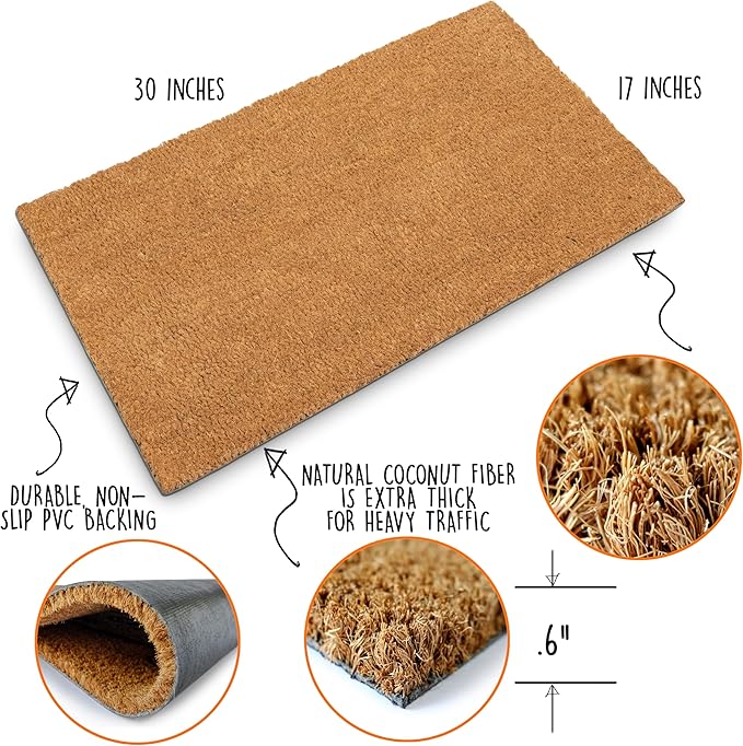 MAINEVENT Plain Coir Doormat Bulk 30x17 Inch, Blank Door Mat 10 Pack - Image 2