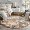 Amdrebio Tie-Dyed Beige Tan Round Circle Area Rug 5Ft by Amdrebio