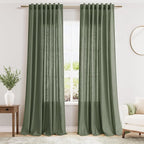 Nanspring Olive Green Linen Curtains by Nanspring
