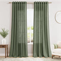 Nanspring Extended Curtain Olive Green Linen Sheer Curtains by Nanspring