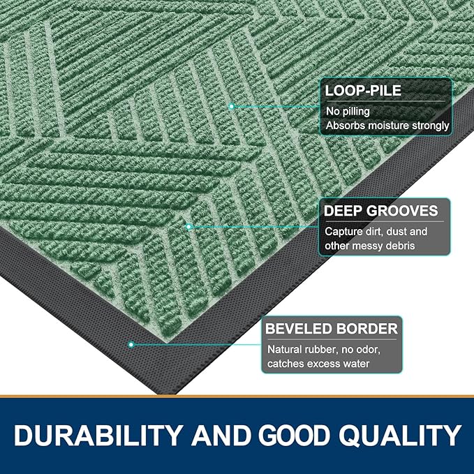 Smiry Front Door Mat Outside Entrance, Heavy Duty Sturdy Natural Rubber Doormat - Image 4