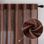 MIULEE Chocolate Brown Linen Curtains 72 Inch Length - Image 2