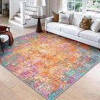 Washable Area Rugs Square 8ft Non-Slip Modern Abstract Soft by RELEANY