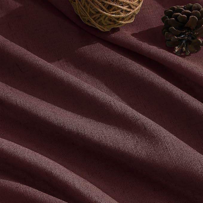 Nanspring Reddish Brown Linen Blend Light Filtering Back Tab Curtains 102 - Image 5