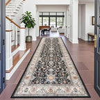 4x12 ft Wide Hallway Rug: Non-Slip Washable Vintage Long Carpet Runner by TOPRUUG