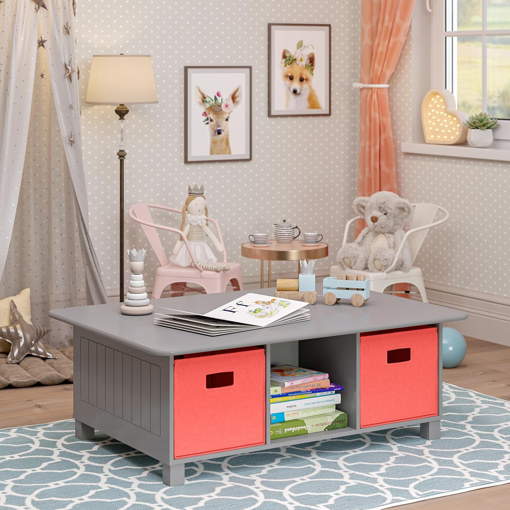 RiverRidge Kids 6 Cubby Storage Gray Activity Table,Grey