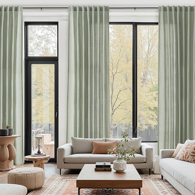 Desert Sage Linen 144 Inch Curtains by Nanspring