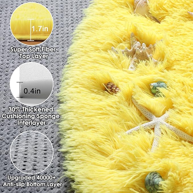 ONASAR Yellow Round Area Rugs 4ft - Image 2