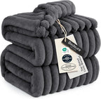 Bedsure GentleSoft Grey Fleece Queen Blanket by BEDSURE
