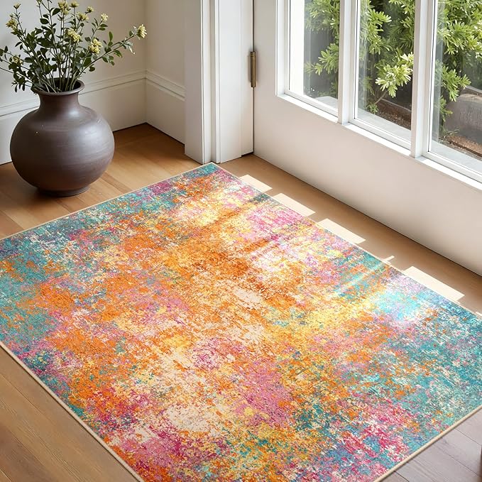Washable Area Rugs 3'x5' Non-Slip Modern Abstract Soft - Image 3