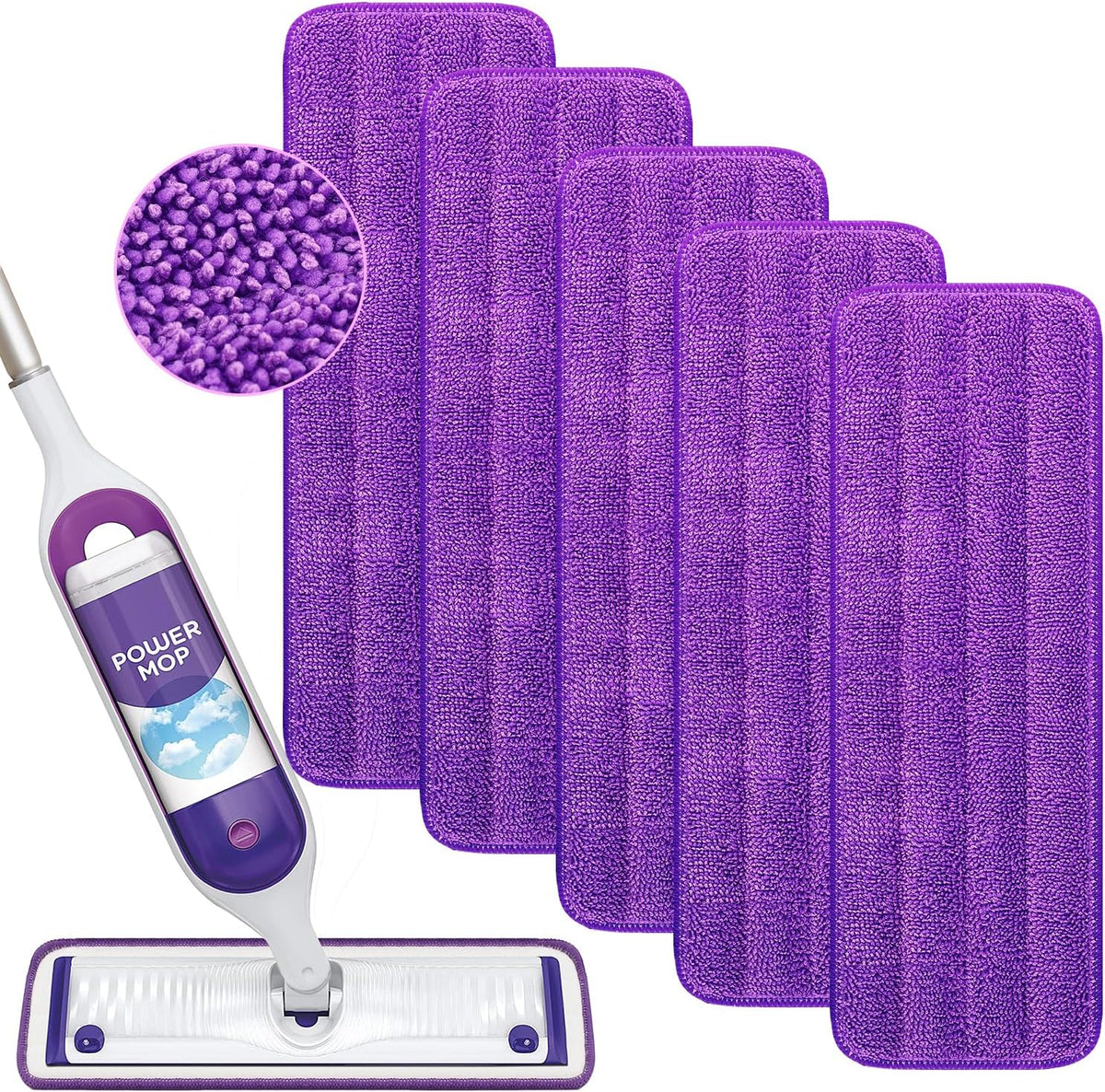 Reusable Power Mop Refill Pads Compatible with Swiffer PowerMop